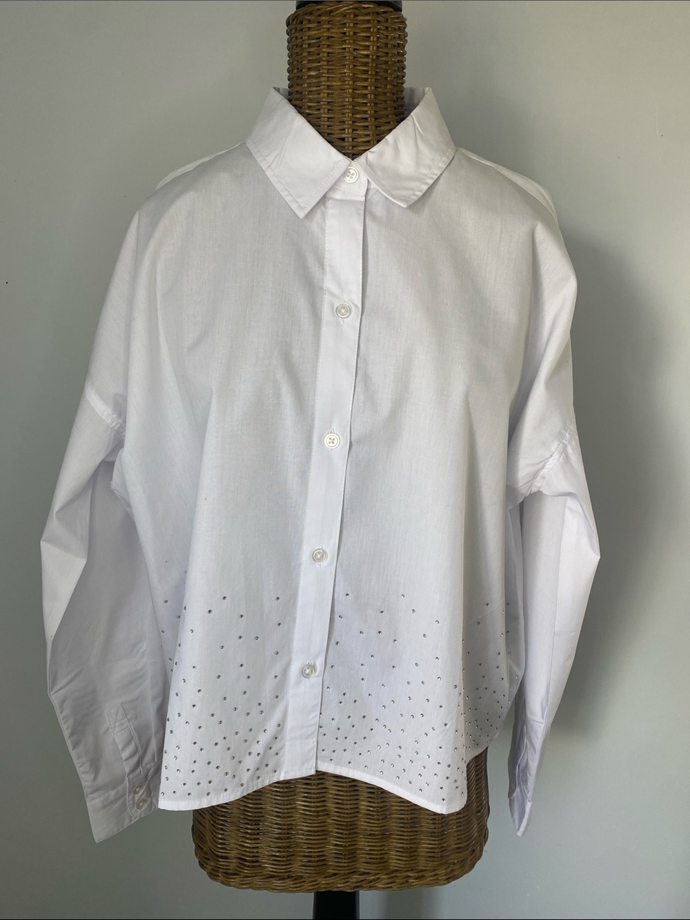 Rebecca Minkoff White Button-Down Shirt with Stud Accents